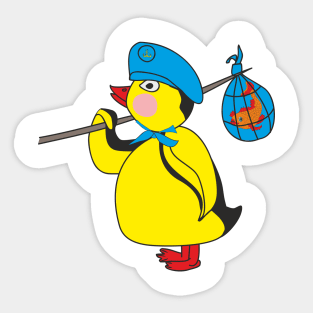 Duckling sailor with fish Sticker